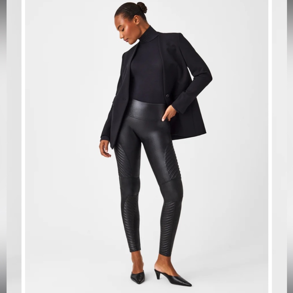 Spanx Faux Leather Moto Leggings